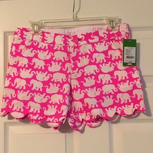 New Lilly Pulitzer Buttercup Shorts Pink Tusk in Sun 0 Elephants